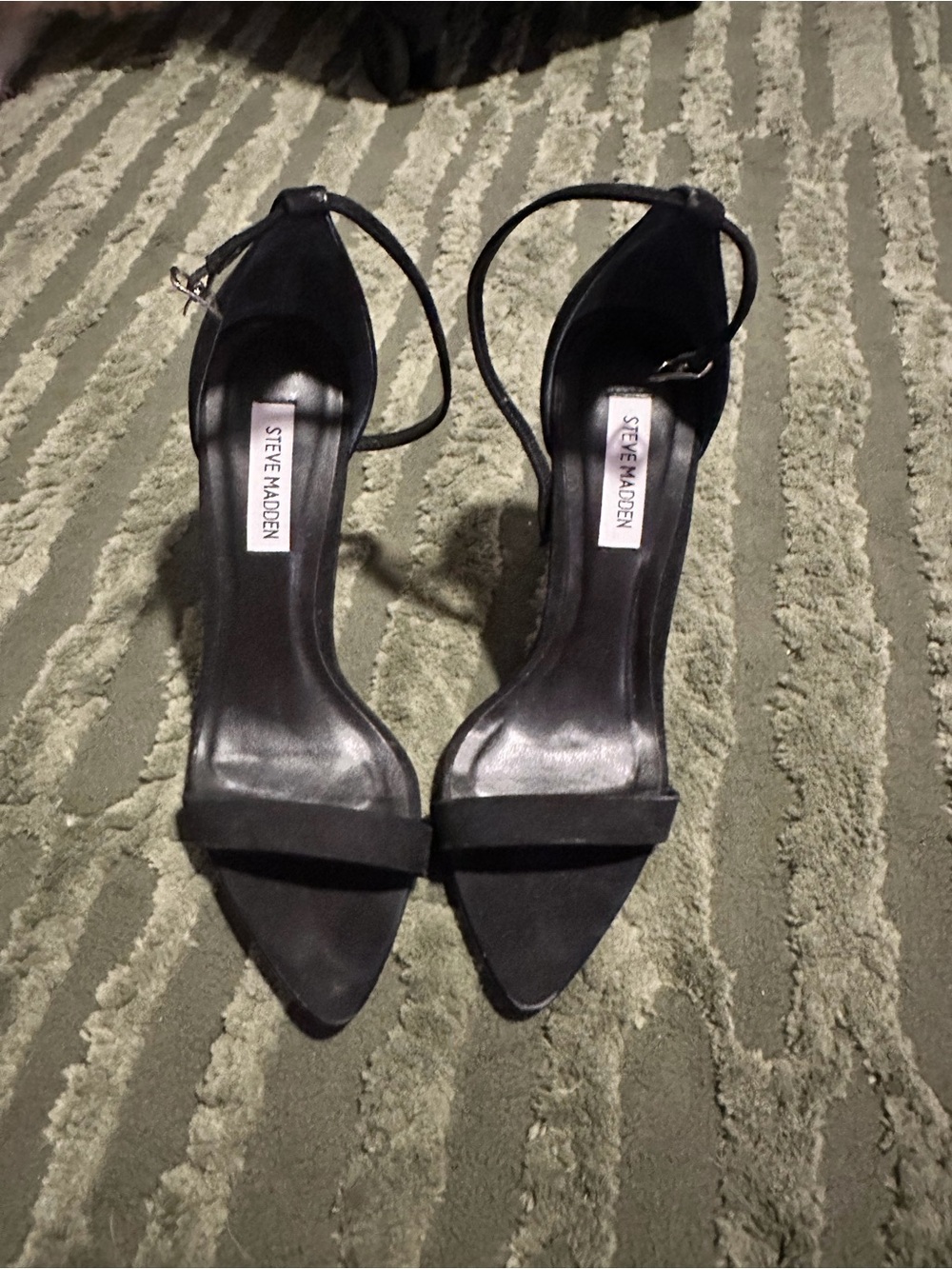 Steve Madden Black Strappy Pointed-Toe Heels